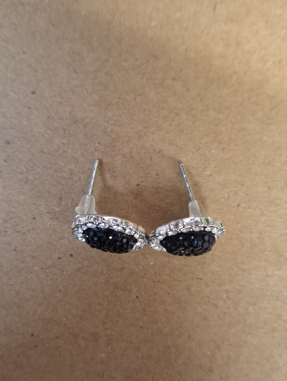 Sparkling Black Crystal Halo Stud Earrings NWT - Picture 2 of 2
